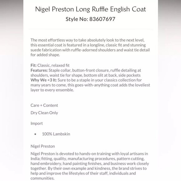 Free People Brenda Knight Nigel Preston Long Trench Coat XL Lambskin Suede NEW - Picture 9 of 9